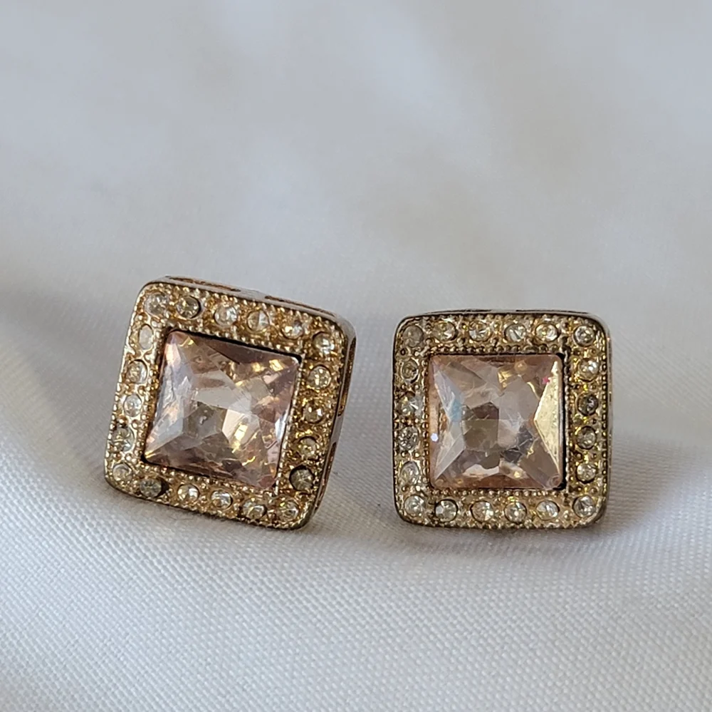 Square Stud Simulated Gemstone Earrings